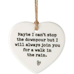Ceramic Heart Friendship Plaque Hanging Sign Tough Time Gift for Sister Bestie